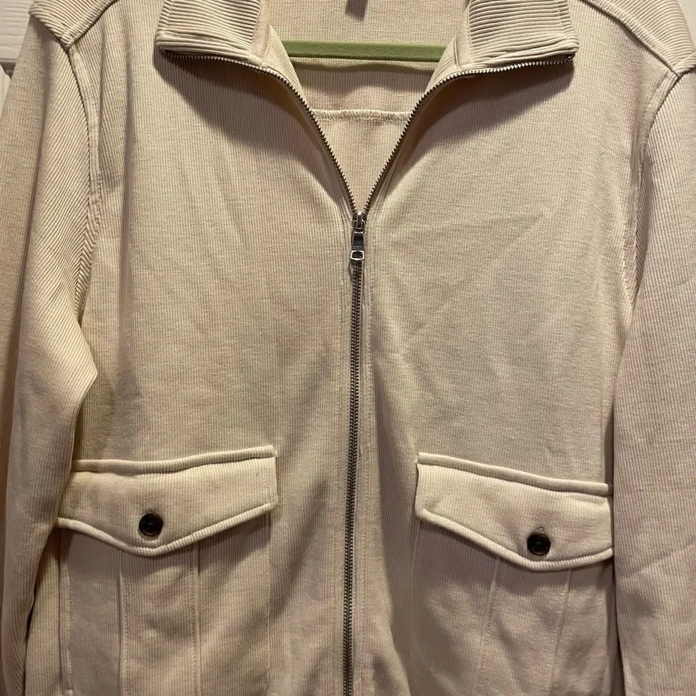 Men’s Banana Republic Cream Ribbed Zip Up Cardigan Jacket M